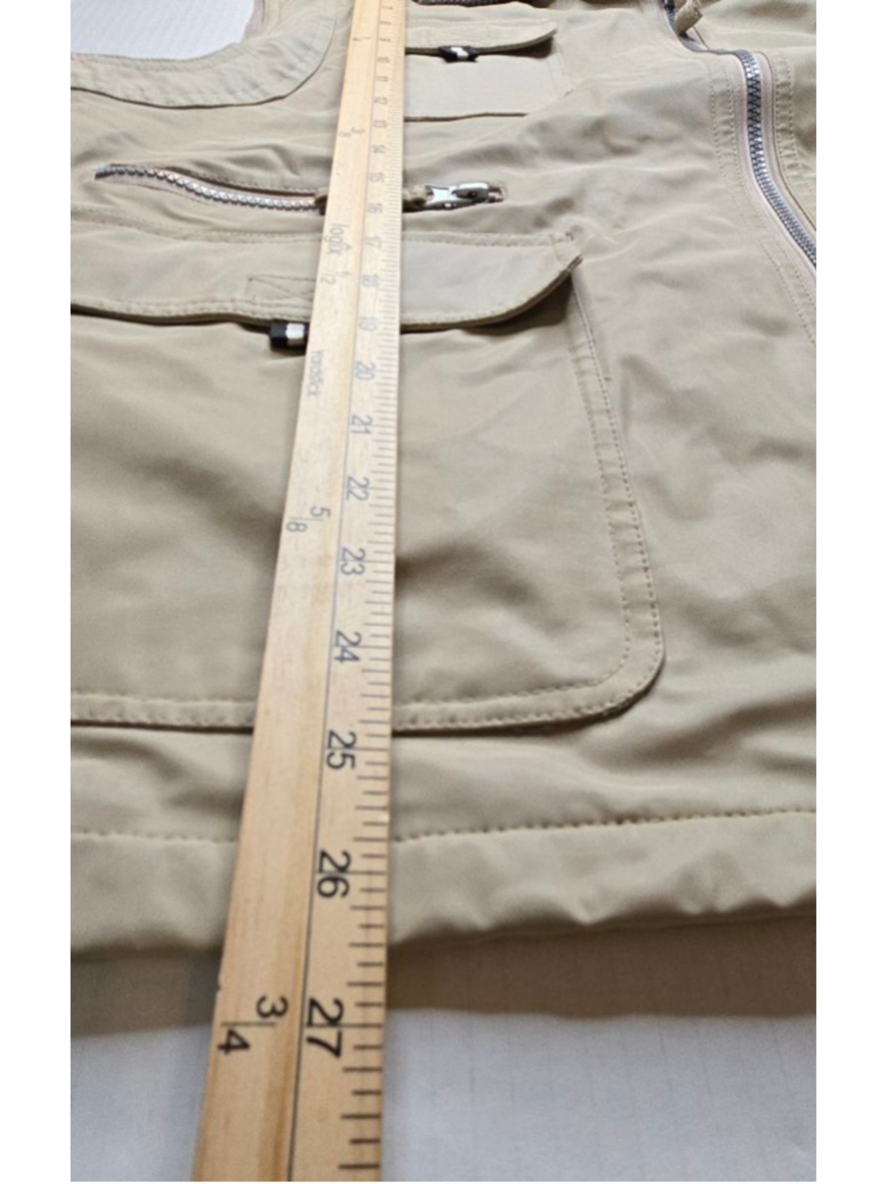 AquaSurf Utility Fishing Vest Mens L Beige Distressed Multi Pocket Outdoor - Picture 5 of 12